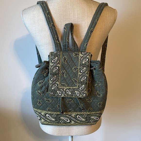 Olive Green/White Paisley Quilted Vera
Bradley Inspired Backpack - Picture 2 of 16